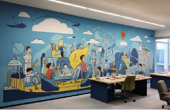 新干县办公室墙绘的特点。